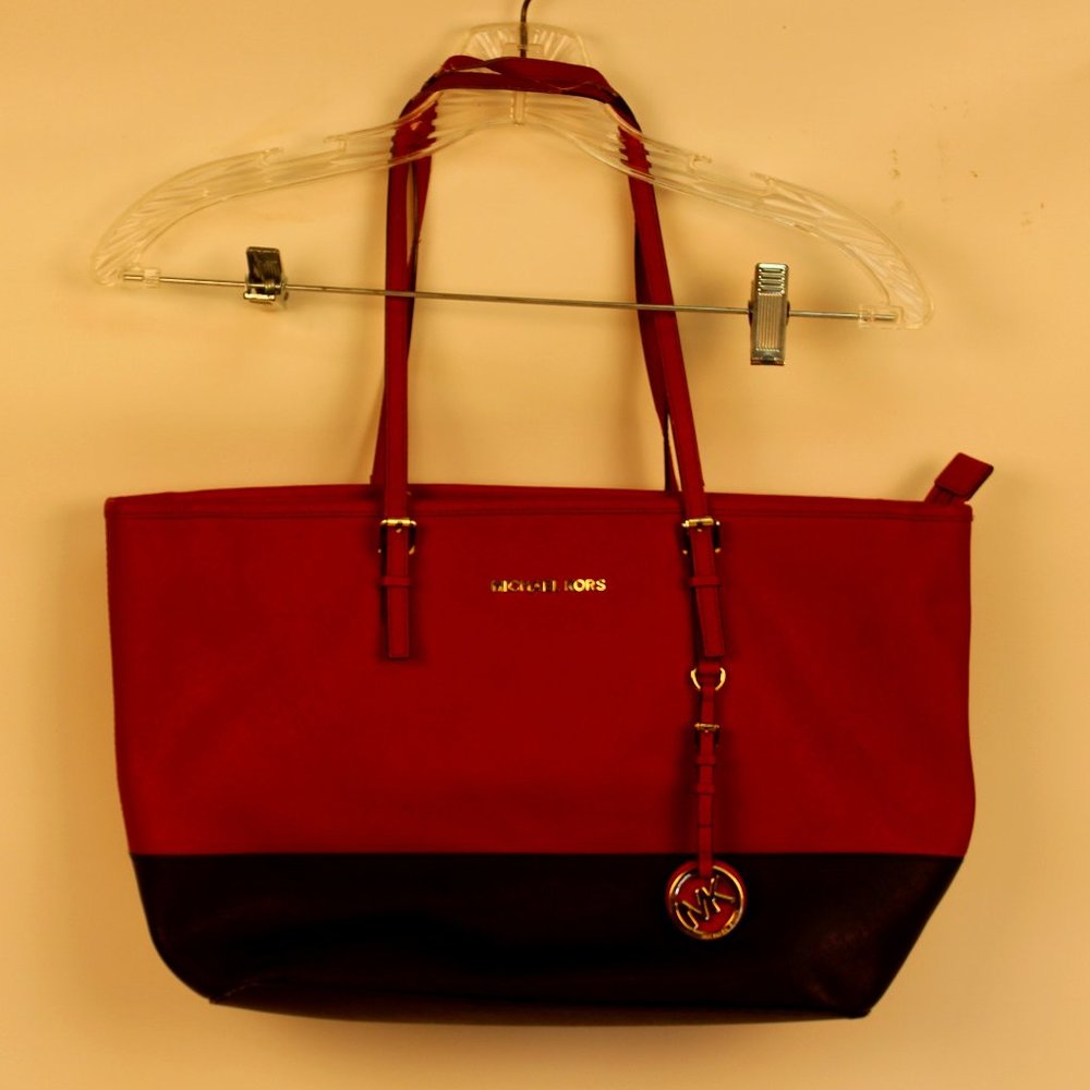Michael Kors Red/Black Leather Shoulder Bag